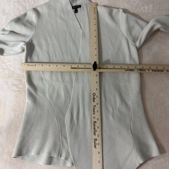 Eileen Fisher Sweater Women's Petite Small Open Front Cardigan Silk Blend Cream - Picture 7 of 10